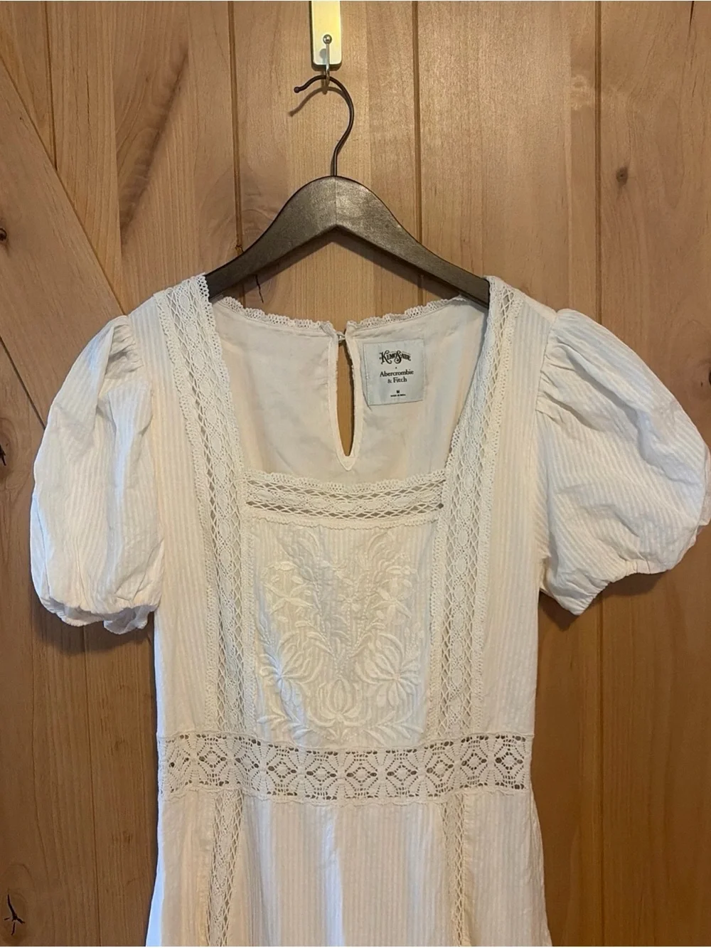 Abercrombie x Kemo Sabe 100% Cotton Puff Sleeve Lace Ruffle Boho Maxi Dress M